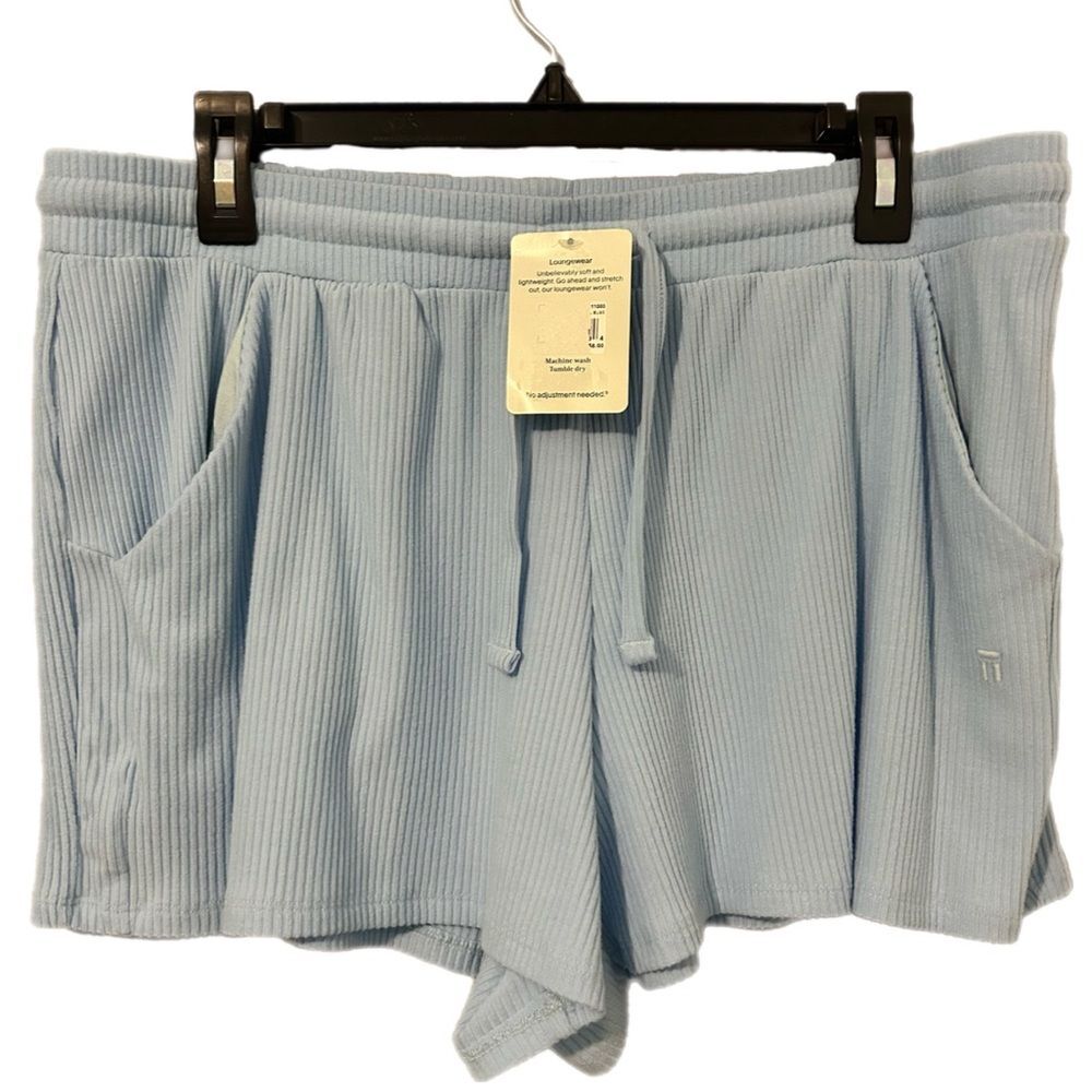 NWT Tommy John Brushed Ribbed Loungewear Shorts Crystal Blue Size Large